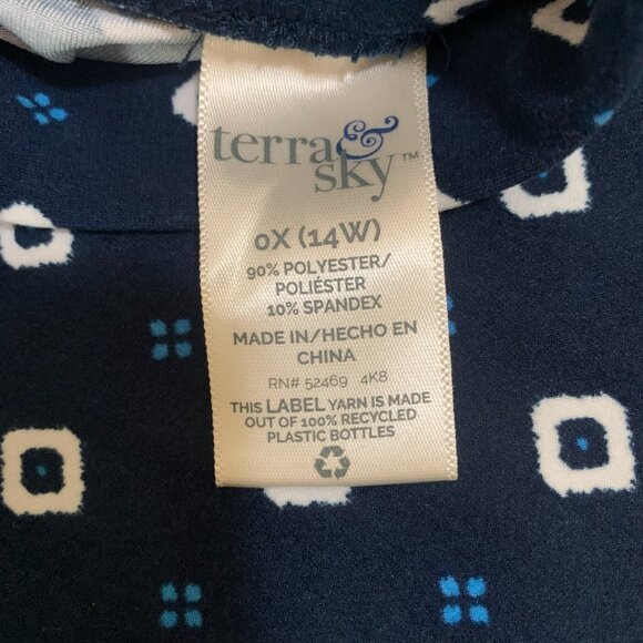 TERRA & SKY WOMEN'S NAVY/WHITE 2 SIDE SLIT MAXI SKIRT W/POCKETS 0X (14W)-EUC - Picture 9 of 9